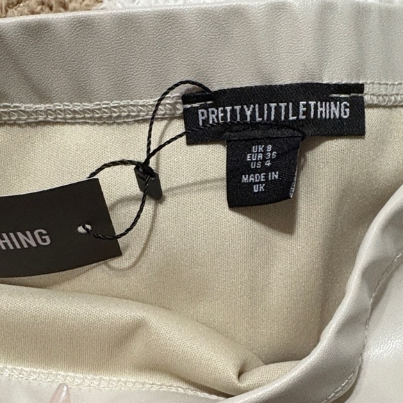 PrettyLittleThing Off-White Faux Leather Mini Skirt - Picture 2 of 6